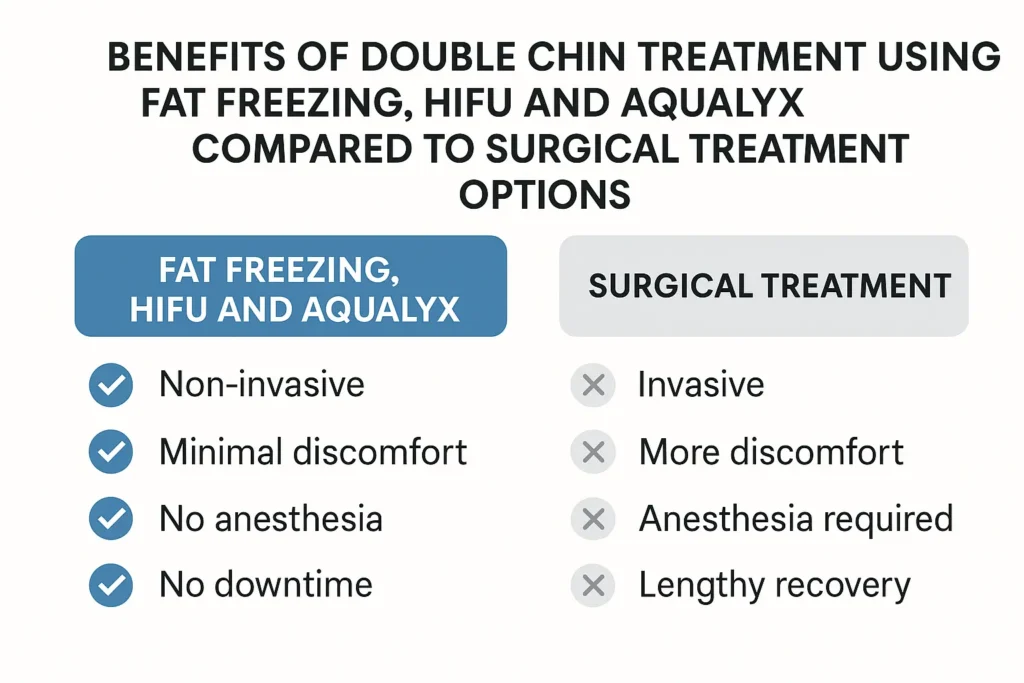 Graphic about the benefits of double chin treatment Chadwell Heath - from LA LIPO